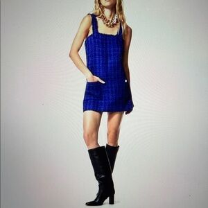 Chic Blue Tweed Dress